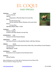 El Coqui Daily Specials